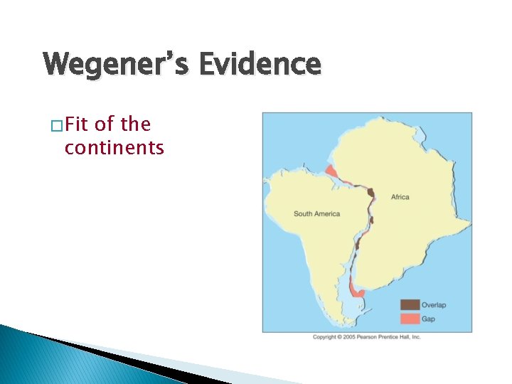 Wegener’s Evidence � Fit of the continents 
