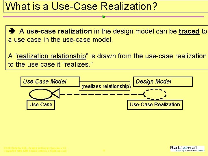 What is a Use-Case Realization? A use-case realization in the design model can be