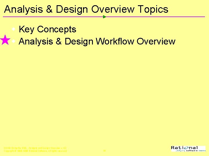 Analysis & Design Overview Topics w Key Concepts w Analysis & Design Workflow Overview