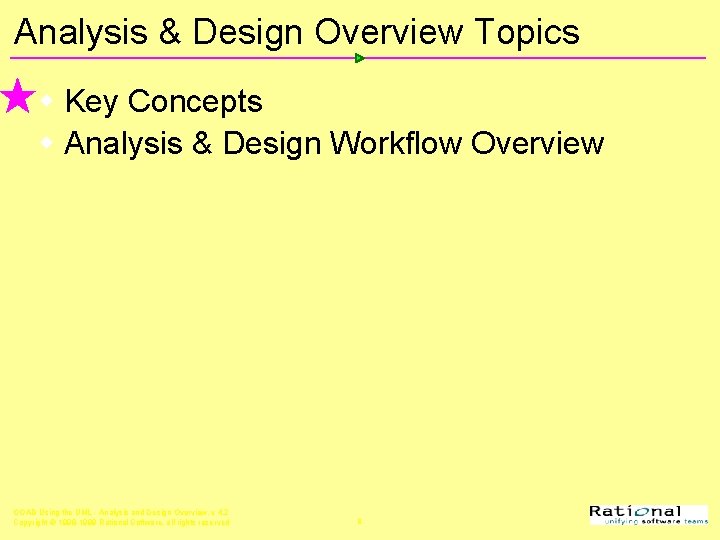 Analysis & Design Overview Topics w Key Concepts w Analysis & Design Workflow Overview
