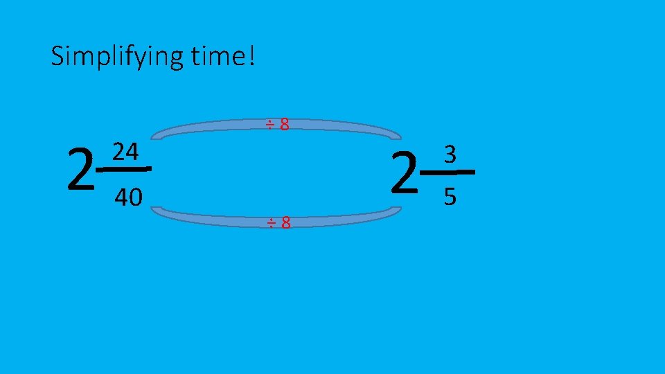 Simplifying time! 2 40 24 ÷ 8 2 3 5 