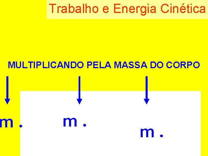 Trabalho e Energia Cinética MULTIPLICANDO PELA MASSA DO CORPO m. m. 