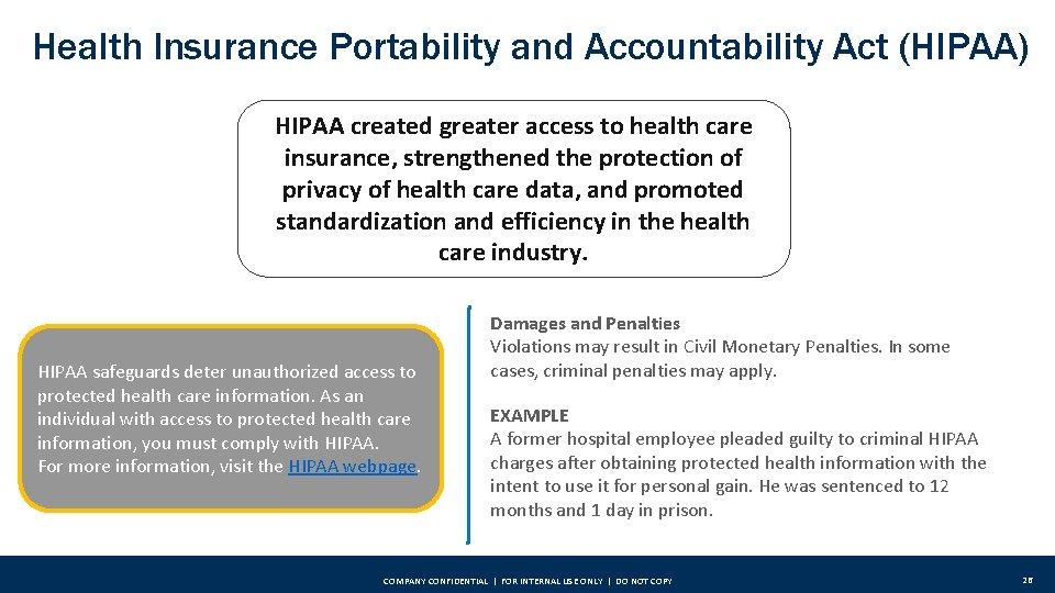 Health Insurance Portability and Accountability Act (HIPAA) HIPAA created greater access to health care