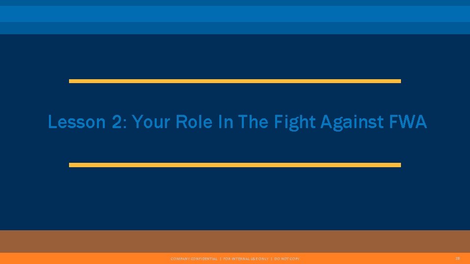 Lesson 2: Your Role In The Fight Against FWA COMPANY CONFIDENTIAL | FOR INTERNAL