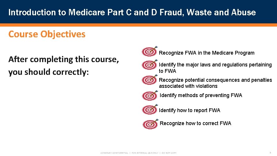 Introduction to Medicare Part C and D Fraud, Waste and Abuse Course Objectives After