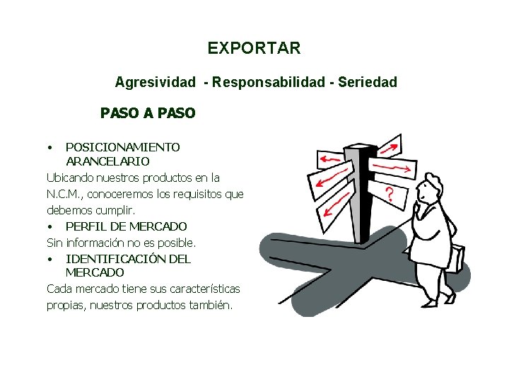 EXPORTAR Agresividad - Responsabilidad - Seriedad PASO A PASO • POSICIONAMIENTO ARANCELARIO Ubicando nuestros