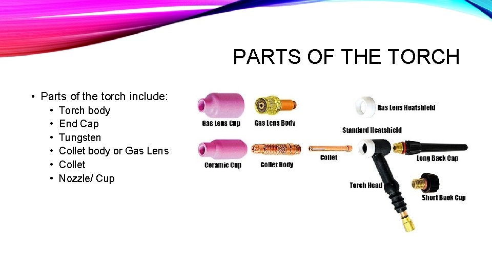 PARTS OF THE TORCH • Parts of the torch include: • • • Torch