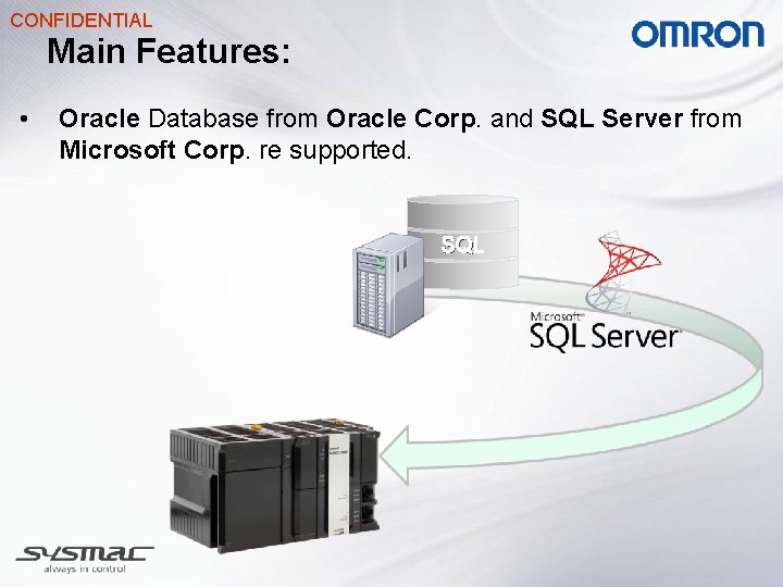 CONFIDENTIAL Main Features: • Oracle Database from Oracle Corp. and SQL Server from Microsoft