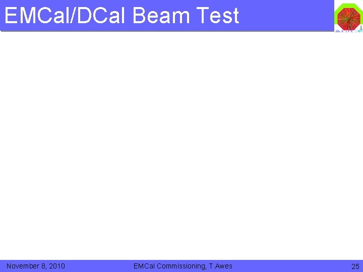 EMCal/DCal Beam Test November 8, 2010 EMCal Commissioning, T. Awes 25 