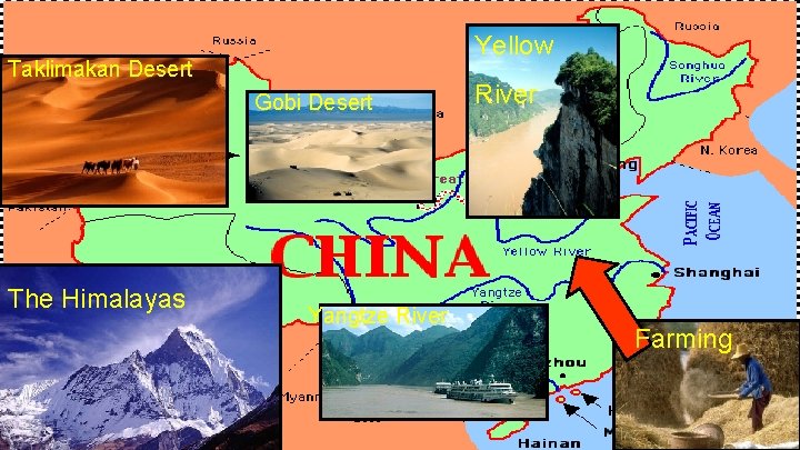 Yellow Taklimakan Desert Gobi Desert The Himalayas Yangtze River Farming 