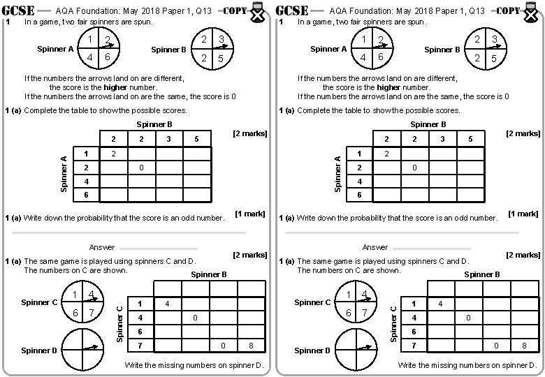 AQA Foundation: May 2018 Paper 1, Q 13 1 AQA Foundation: May 2018 Paper