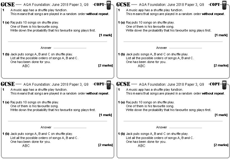 AQA Foundation: June 2018 Paper 3, Q 9 1 AQA Foundation: June 2018 Paper