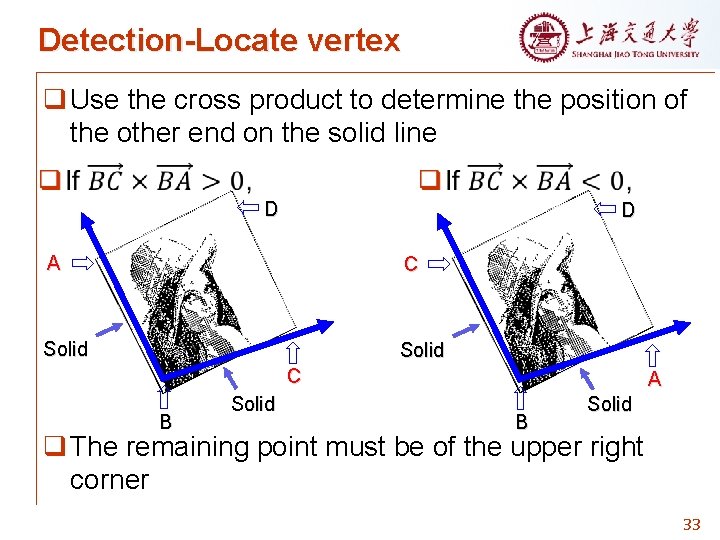 Detection-Locate vertex q Use the cross product to determine the position of the other