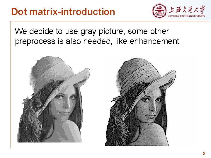 Dot matrix-introduction We decide to use gray picture, some other preprocess is also needed,