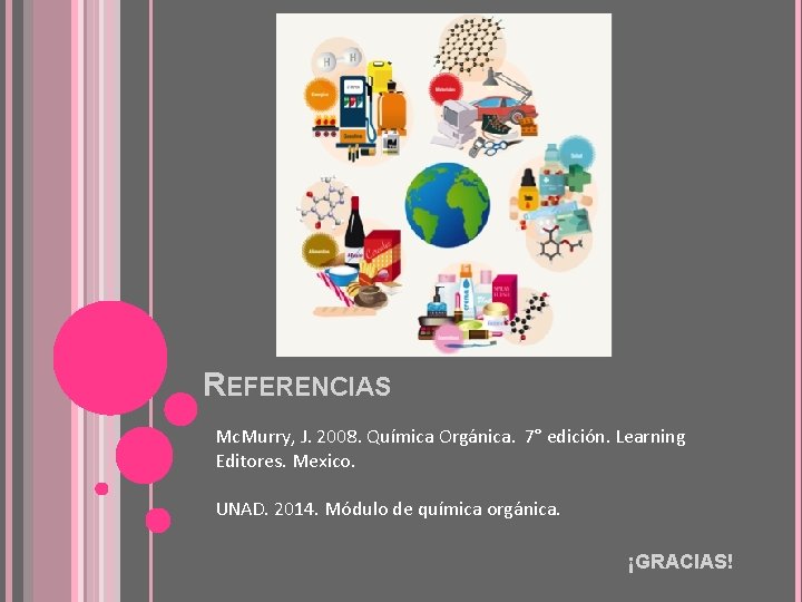 REFERENCIAS Mc. Murry, J. 2008. Química Orgánica. 7° edición. Learning Editores. Mexico. UNAD. 2014.