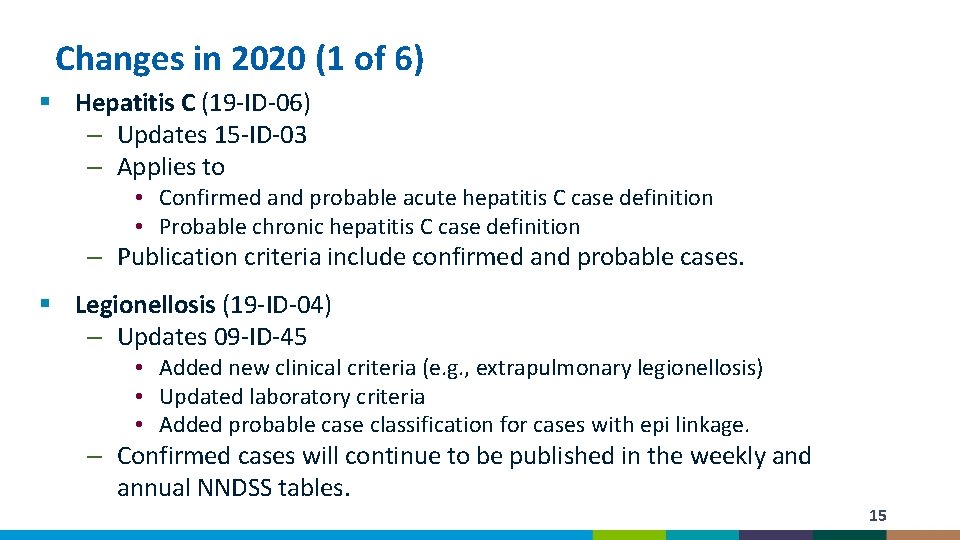 Changes in 2020 (1 of 6) § Hepatitis C (19 -ID-06) – Updates 15