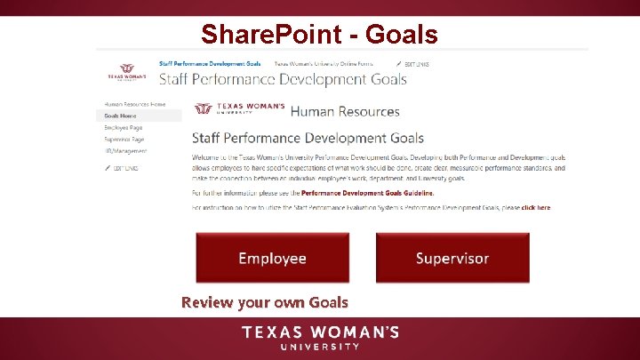 Share. Point - Goals Review your own Goals 
