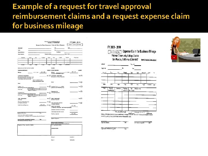 Example of a request for travel approval reimbursement claims and a request expense claim