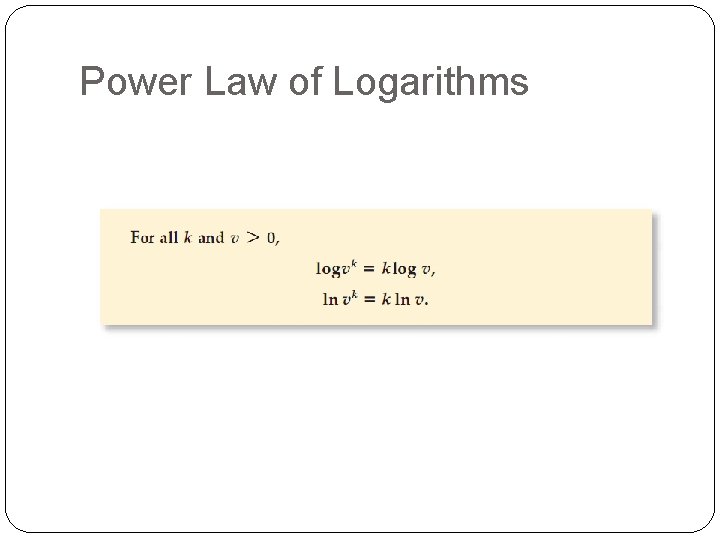 Power Law of Logarithms 