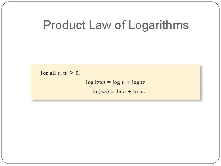 Product Law of Logarithms 