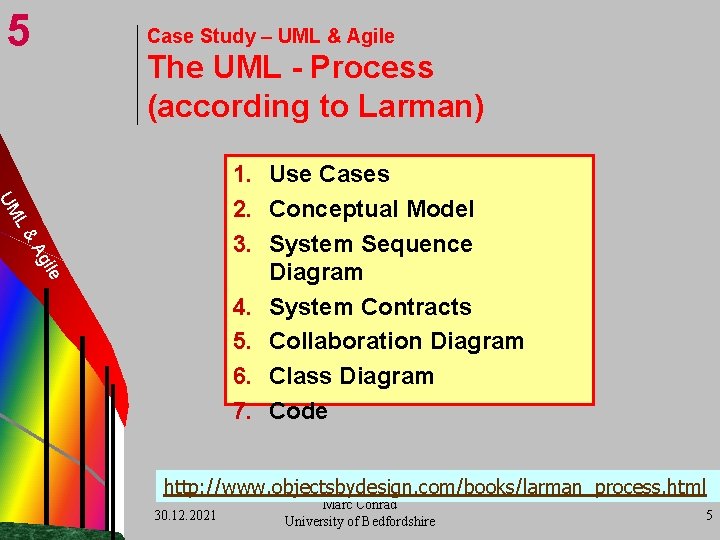 5 Case Study – UML & Agile The UML - Process (according to Larman)