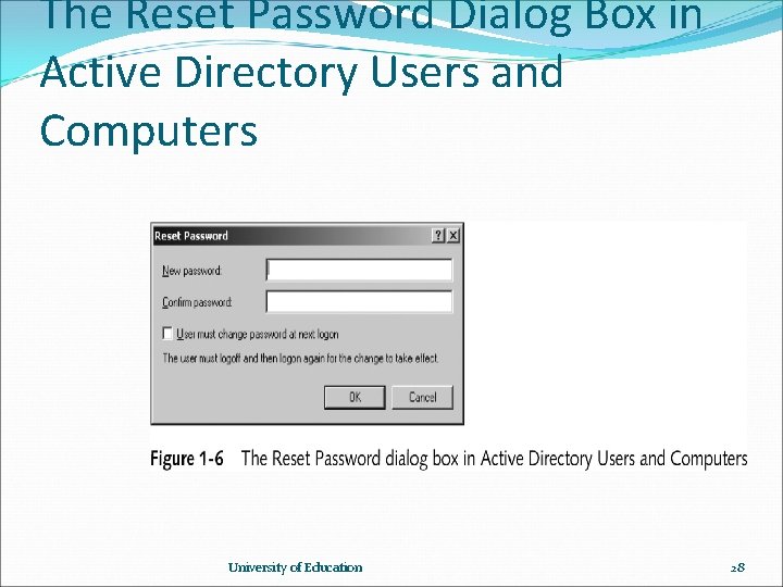 The Reset Password Dialog Box in Active Directory Users and Computers University of Education The Reset Password Dialog Box in Active Directory Users and Computers University of Education