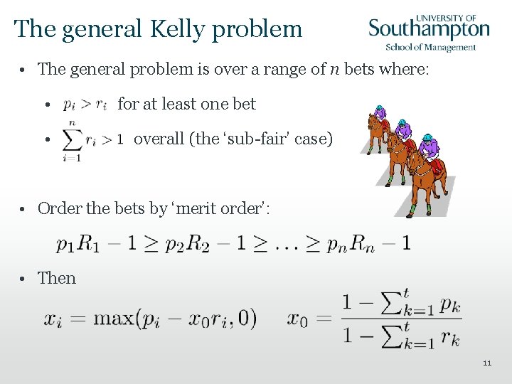 The general Kelly problem • The general problem is over a range of n