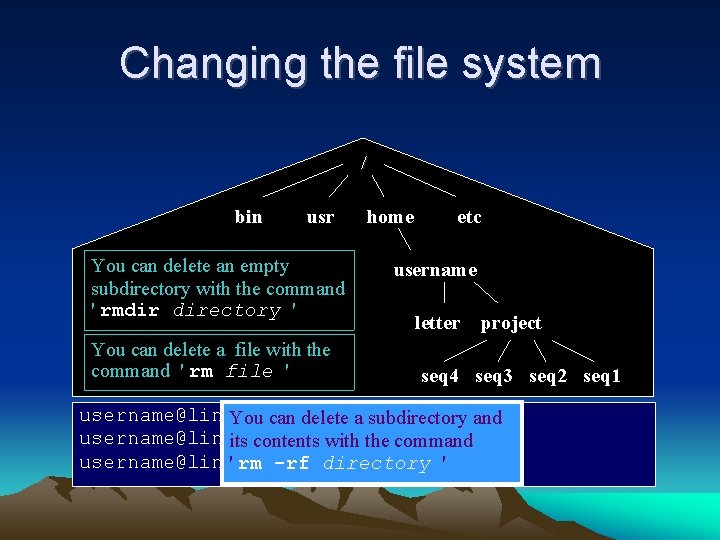 Changing the file system / bin usr You can delete an empty subdirectory with Changing the file system / bin usr You can delete an empty subdirectory with