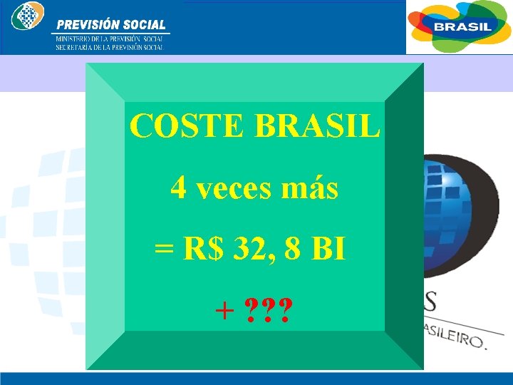 BRASIL COSTE BRASIL 4 veces más = R$ 32, 8 BI + ? ?
