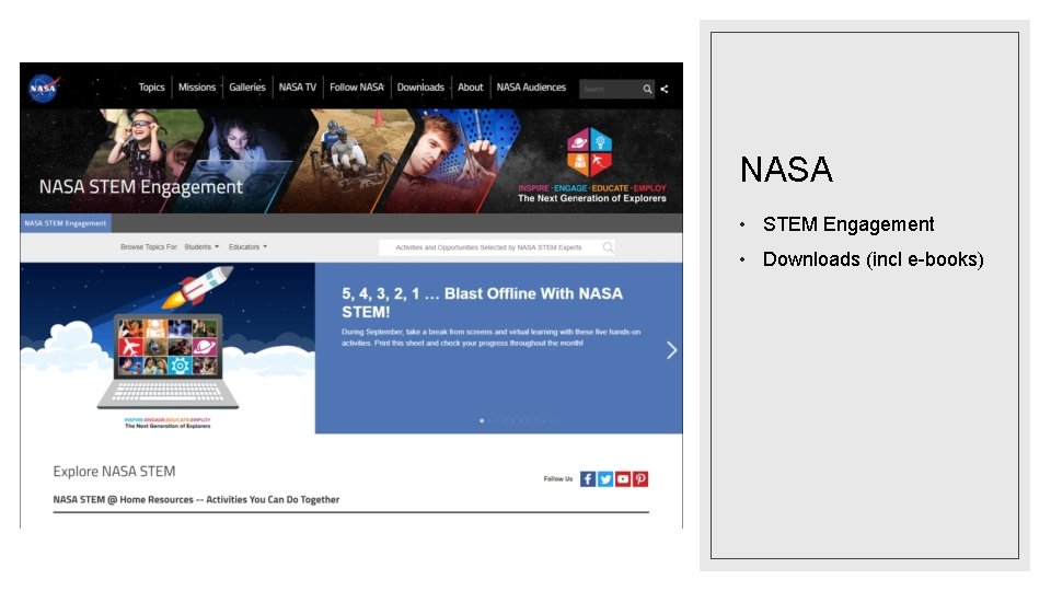 NASA • STEM Engagement • Downloads (incl e-books) 