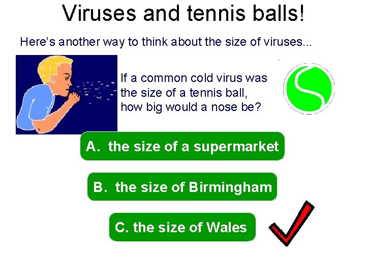 Viruses and tennis balls! Here’s another way to think about the size of viruses.