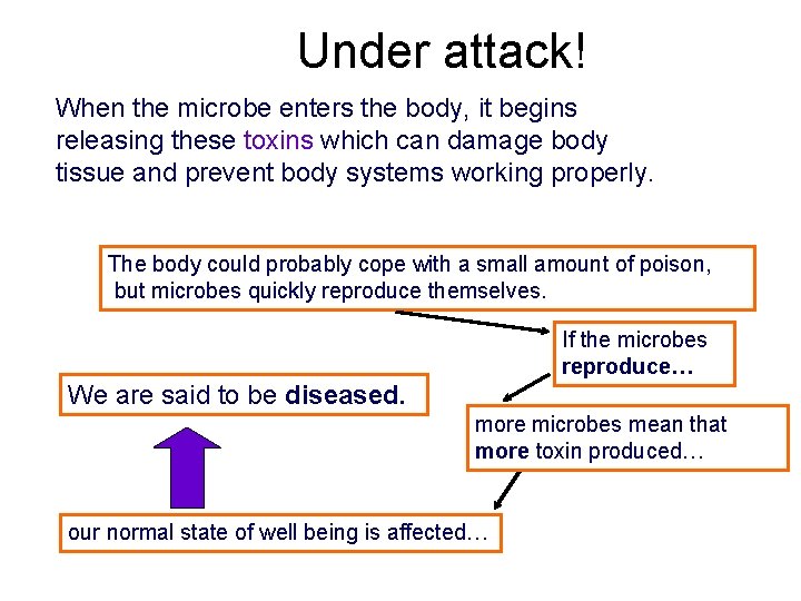 Under attack! When the microbe enters the body, it begins releasing these toxins which