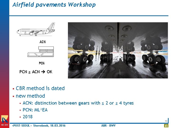 Airfield pavements Workshop PCN ≥ ACN OK § § CBR method is dated new
