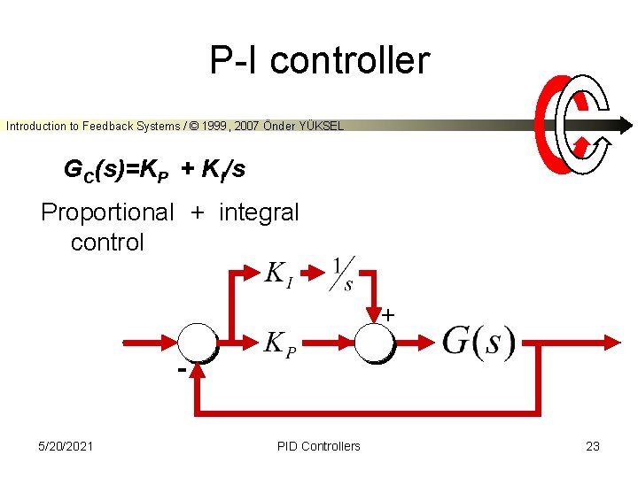 P-I controller Introduction to Feedback Systems / © 1999, 2007 Önder YÜKSEL GC(s)=KP +