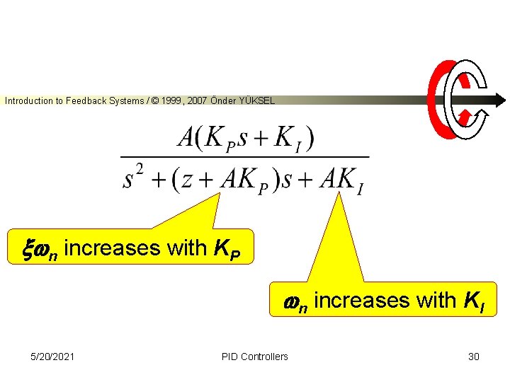 Introduction to Feedback Systems / © 1999, 2007 Önder YÜKSEL n increases with KP