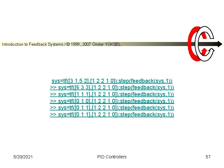 Introduction to Feedback Systems / © 1999, 2007 Önder YÜKSEL sys=tf([3 1. 5 2],