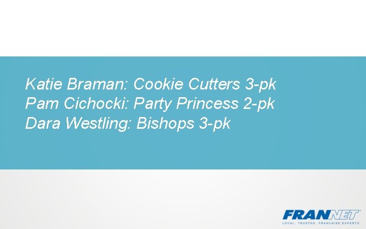 Katie Braman: Cookie Cutters 3 -pk Pam Cichocki: Party Princess 2 -pk Dara Westling: