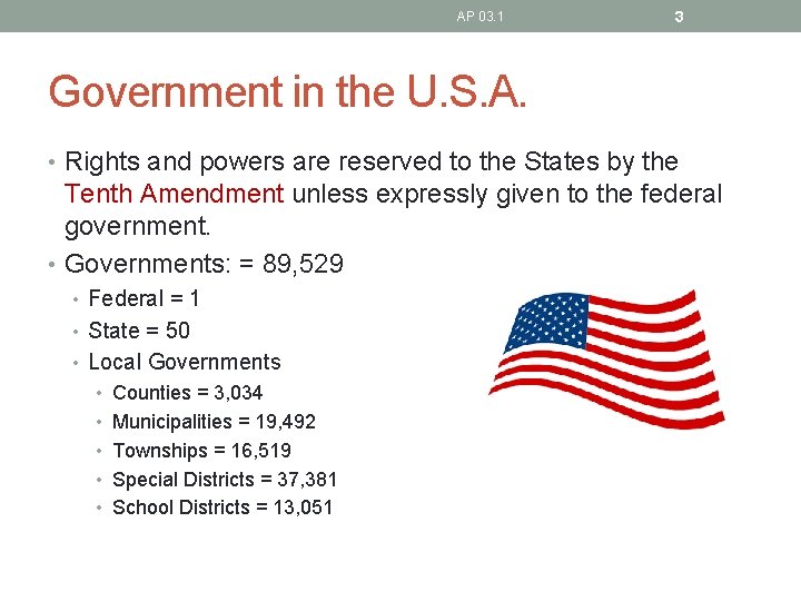 AP 03. 1 3 Government in the U. S. A. • Rights and powers