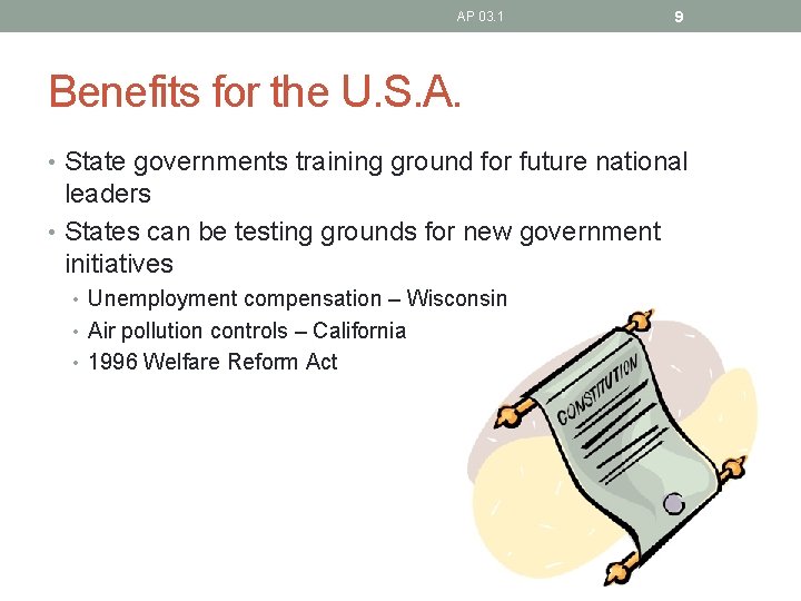 AP 03. 1 9 Benefits for the U. S. A. • State governments training