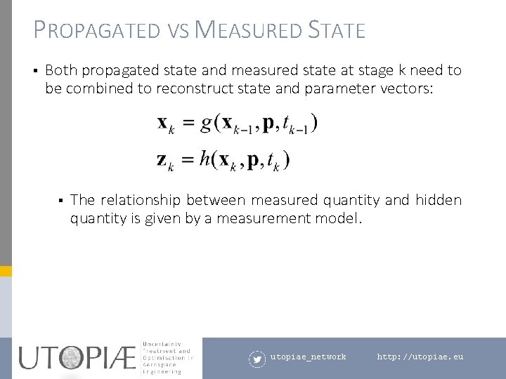 PROPAGATED VS MEASURED STATE § Both propagated state and measured state at stage k