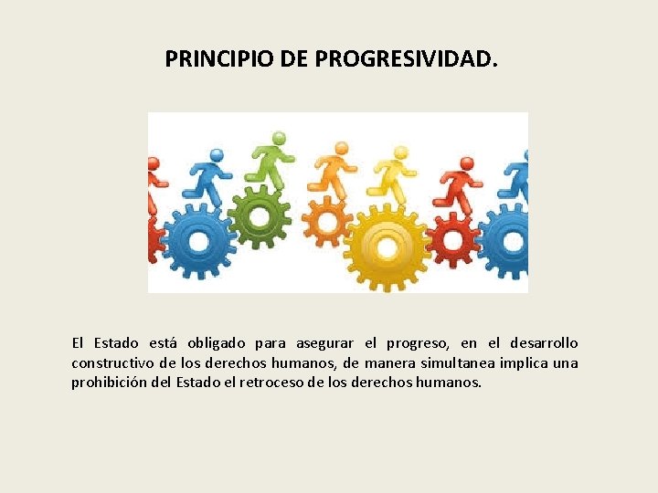 PRINCIPIO DE PROGRESIVIDAD. El Estado está obligado para asegurar el progreso, en el desarrollo