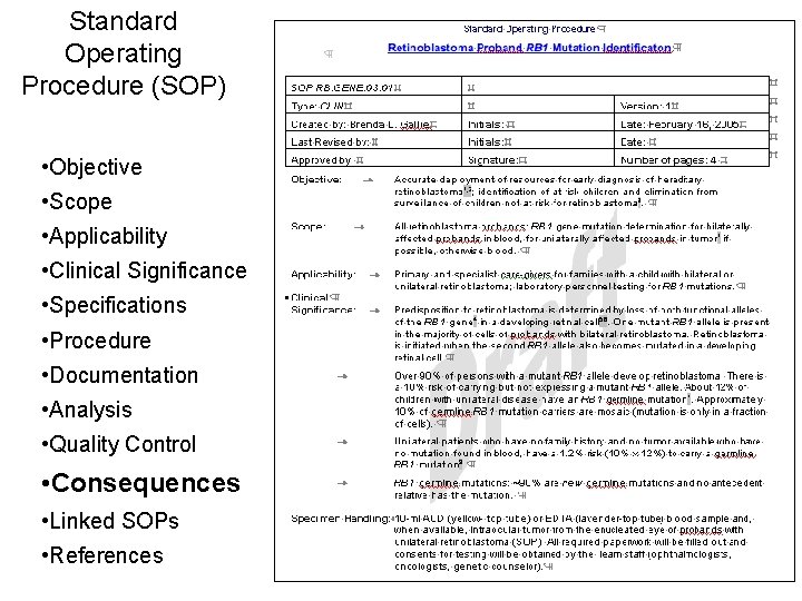 Standard Operating Procedure (SOP) • Objective • Scope • Applicability • Clinical Significance •