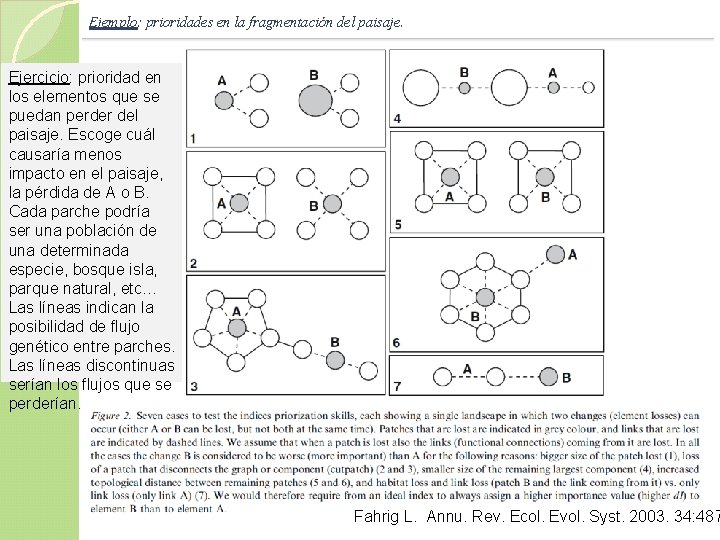 Ejemplo: prioridades en la fragmentación del paisaje. Ejercicio: prioridad en los elementos que se