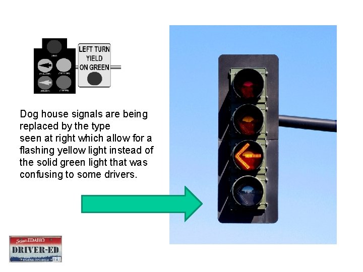 Dog house signals are being replaced by the type seen at right which allow