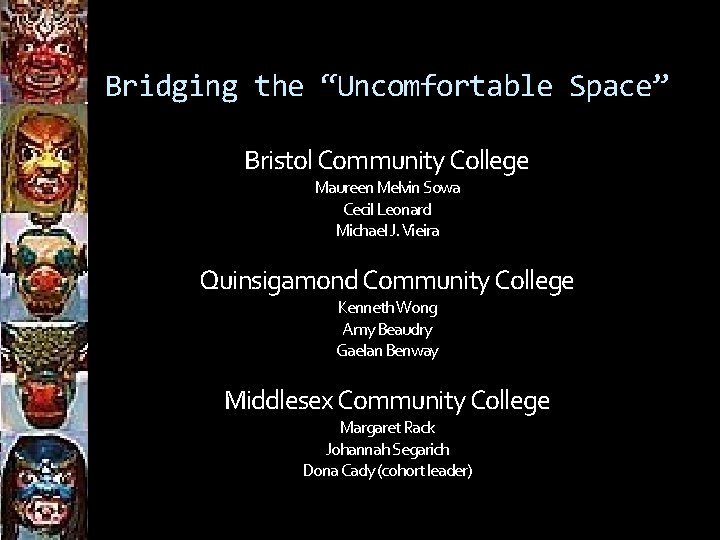 Bridging the “Uncomfortable Space” Bristol Community College Maureen Melvin Sowa Cecil Leonard Michael J.