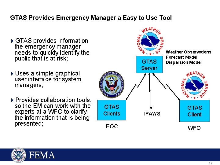 GTAS Provides Emergency Manager a Easy to Use Tool 4 GTAS provides information the