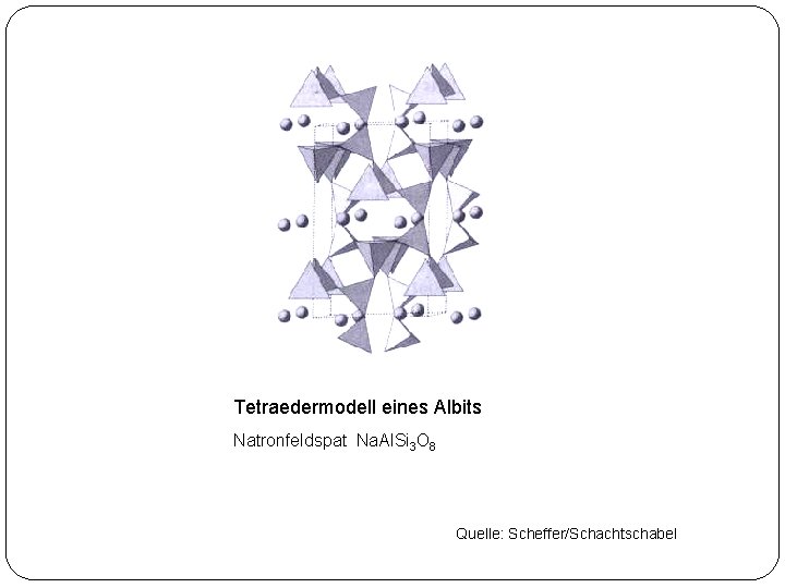 Tetraedermodell eines Albits Natronfeldspat Na. Al. Si 3 O 8 Quelle: Scheffer/Schachtschabel 