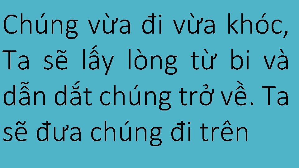 Chúng vừa đi vừa khóc, Ta sẽ lấy lòng từ bi và dẫn dắt