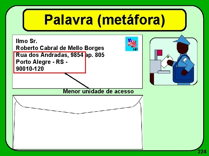 Palavra (metáfora) Ilmo Sr. Roberto Cabral de Mello Borges Rua dos Andradas, 9854 ap.