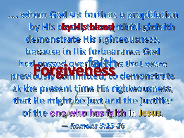 …. whom God set forth as a propitiation by His blood, faith, tofaith by